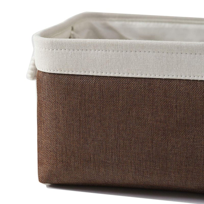 Sacyic Large Storage Baskets for Shelves, Fabric Baskets for Organizing, Collapsible Storage Bins for Closet, Nursery, Clothes, Home & Office [3-Pack, White&Brown] - Image 4
